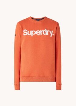 Superdry Sweater met logoborduring - Oranjerood