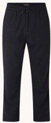 Scotch & Soda Fave tapered fit cropped pantalon in wolblend met trekkoord - Donkerblauw