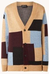 Scotch & Soda Fijngebreid vest met colourblocking - Lichtbruin