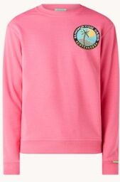 Scotch & Soda Sweater in biologische katoenblend met front- en backprint - Fuchsia