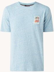 Scotch & Soda T-shirt met gemêleerd dessin en logo - Lichtblauw