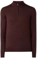 Reiss Blackhall pullover van wol met halve rits - Bordeauxrood