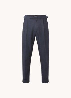 Reiss Express tapered fit cropped pantalon met persplooi - Donkerblauw