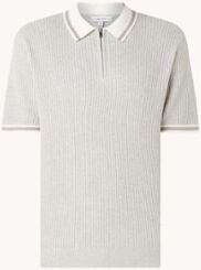 Reiss Finn regular fit grofgebreide polo met halve rits - Lichtgrijs