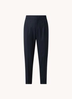 Reiss Brighton tapered fit cropped pantalon met persplooi - Donkerblauw