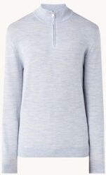 Reiss Blackhall fijngebreide pullover van wol met halve rits - Lichtblauw