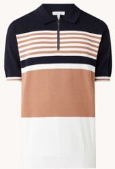 Reiss Captain regular fit polo met colourblocking en halve rits - Donkerblauw