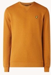 Lyle & Scott Sweater van biologisch katoen met logoborduring - Okergeel