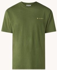 Olaf Hussein T-shirt met logo- en backprint - Legergroen