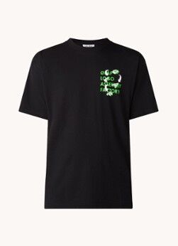 Olaf Hussein T-shirt met logo- en backprint - Zwart