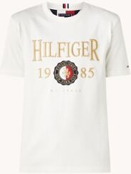 Tommy Hilfiger T-shirt met logoborduring - Gebroken wit