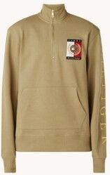 Tommy Hilfiger Sweater met halve rits en logoborduring - Khaki