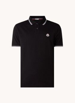 Moncler Regular fit polo met getipte boorden - Zwart