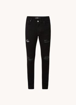 AMIRI MX1 ripped skinny jeans met details van leer en stretch - Zwart