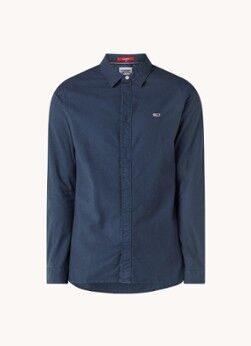 Tommy Hilfiger Overshirt met logoborduring - Donkerblauw