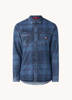 Tommy Hilfiger Regular fit overshirt van denim met ruitdessin - Indigo