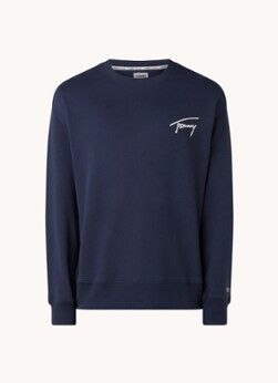 Tommy Hilfiger Sweater met logoborduring - Donkerblauw