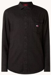 Tommy Hilfiger Regular fit overshirt van denim met klepzak - Zwart