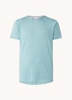 Tommy Hilfiger T-shirt met logo en stretch - Turquoise
