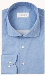 Profuomo Slim fit overhemd met cut away kraag - Blauw