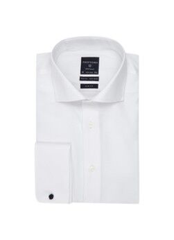 Profuomo Strijkvrij slim fit overhemd met dubbele manchet - Wit