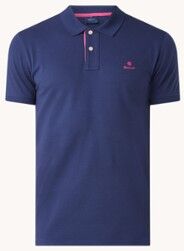 Gant Slim fit polo van piqué katoen met logoborduring - Donkerblauw