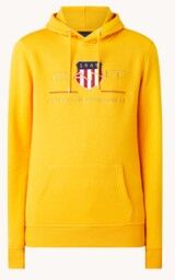 Gant Hoodie met logoborduring en patch - Geel