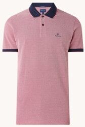 Gant Oxford regular fit polo met microdessin - Koraalroze