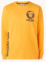 Aape Longsleeve met logo- en backprint - Oranje