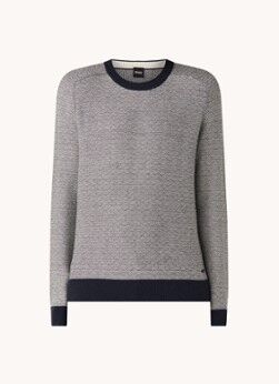 HUGO BOSS Kapull fijngebreide pullover in wolblend - Donkerblauw