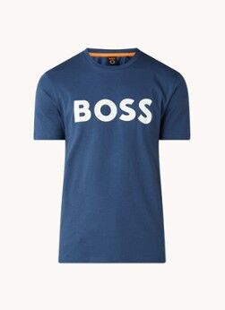 HUGO BOSS T-shirt met logoprint - Donkerblauw