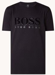 HUGO BOSS T-shirt met flock logoprint - Zwart