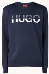 HUGO BOSS Derglas sweater met metallic logoprint - Donkerblauw