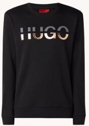 HUGO BOSS Derglas sweater met metallic logoprint - Zwart