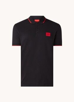 HUGO BOSS Deresino slim fit polo van piqué katoen met logo - Zwart