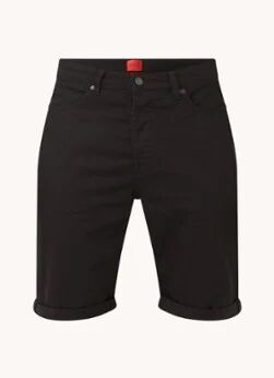 HUGO BOSS HUGO 634 straight fit korte broek met omgeslagen zoom - Zwart