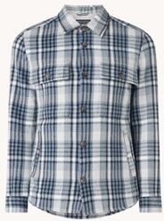 Marc O'Polo Regular fit overshirt met klepzakken en ruitdessin - Staalblauw