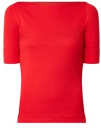 Ralph Lauren T-shirt met boothals en omgeslagen mouw - Rood