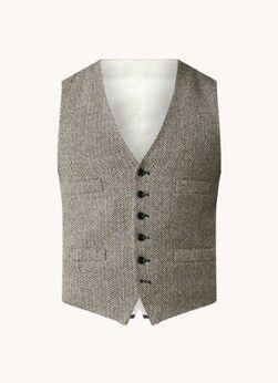 Ralph Lauren Slim fit gilet met visgraatdessin - Black/Cream