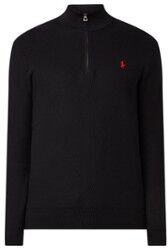 Ralph Lauren Pullover van katoen met halve rits en structuur - Black