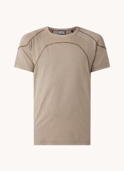 Diesel Riby T-shirt met ribstructuur en siernaden - Donkerbeige