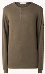 Calvin Klein Longsleeve met structuur en logo - Bronsgroen