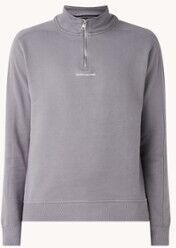 Calvin Klein Sweater met halve rits en logo - Middengrijs