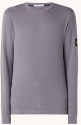 Calvin Klein Sweater met logo en structuur - Middengrijs