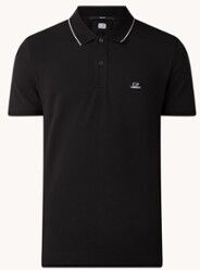 C.P. Company Slim fit polo van piqué katoen met logo - Zwart