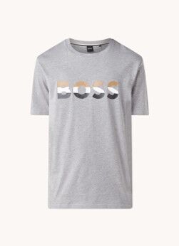 HUGO BOSS Tiburt T-shirt met logoprint - Grijsmele