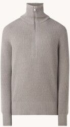 DRYKORN Manuelo ribgebreide pullover met halve rits - Taupe