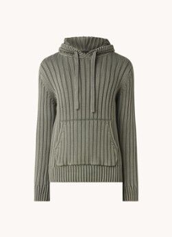 DRYKORN Ivar ribgebreide hoodie met trekkoord - Bronsgroen