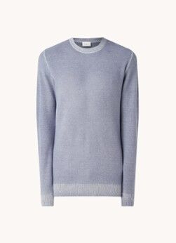 Profuomo Fijngebreide pullover in wolblend - Blauw