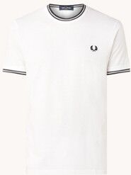 Fred Perry T-shirt met logoborduring en getipte boorden - Wit